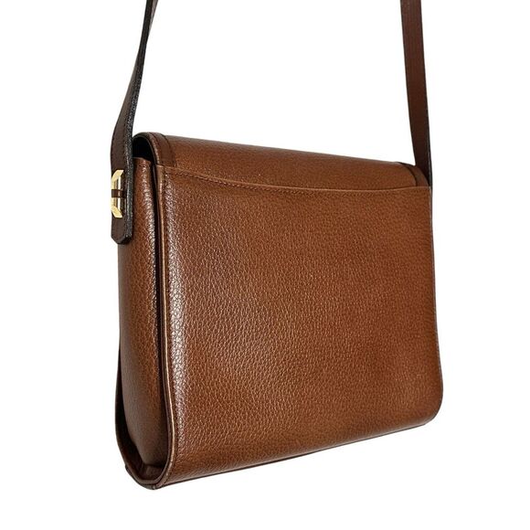 Authentic Burberrys Vintage Leather Shoulder Cross Body Bag Purse Brown 3046L - Picture 10 of 16